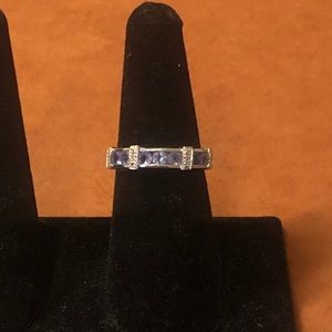 Size 7.75 14K WG Band with 6 Tanzanite Stones